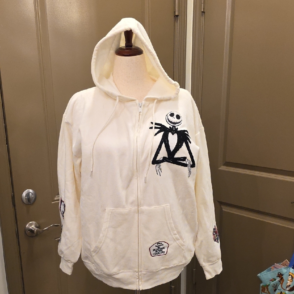 Disney Cream Hoodie with Nightmare Before Christmas Patch